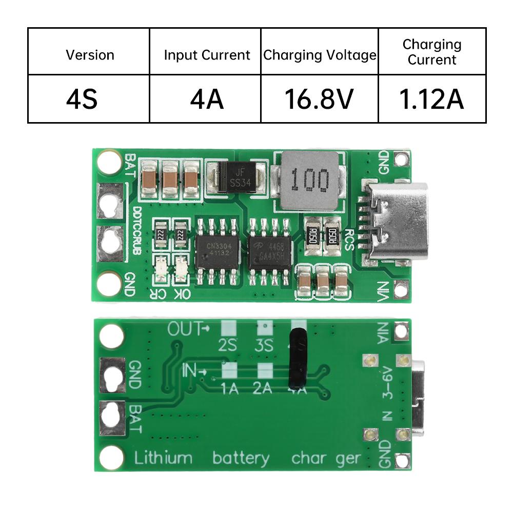 2S/3S/4S 1A 2A 4A Typ-C Auf 8,4V 12,6V 16,8V Step-Up Boost LiPo Polymer Li-Ion Ladegerät DC 36V 18650 Lithium-Batterie