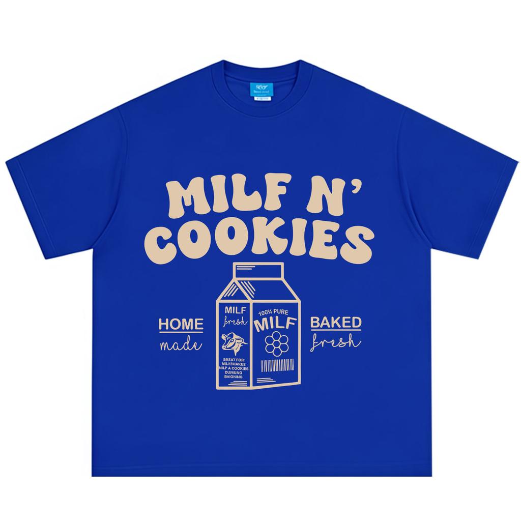 Milf N Cookies Stay At Home Funny Meme T Shirt Unisex Unisex Fashion Vintage Tshirts Shortsleeved Loose Casual Cotton Tshirts
