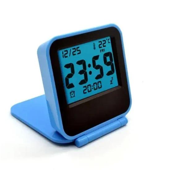 

Цифровой дорожный будильник складной настольный ЖК-дисплей с календарем термометром электронные часы на батарейках