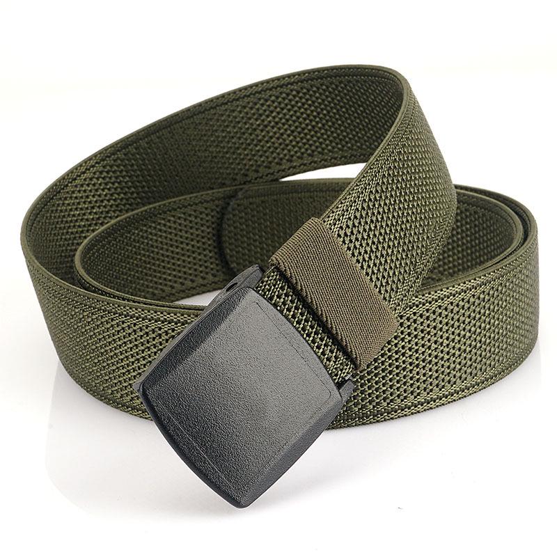 Genuine YKK Buckle: Metal-Free Nylon Elastic Belt - Lightweight Woven Canvas Military Training Belt