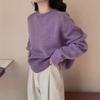 Fauler Strickpullover für Damen mit einfarbigem Design für die Herbstkälte