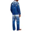 Kerstpyjamaset voor heren met knopenhemd en rechte broek, Casual print nachtkleding tweestukken outfit, Feestelijke loungewear voor de feestdagen
