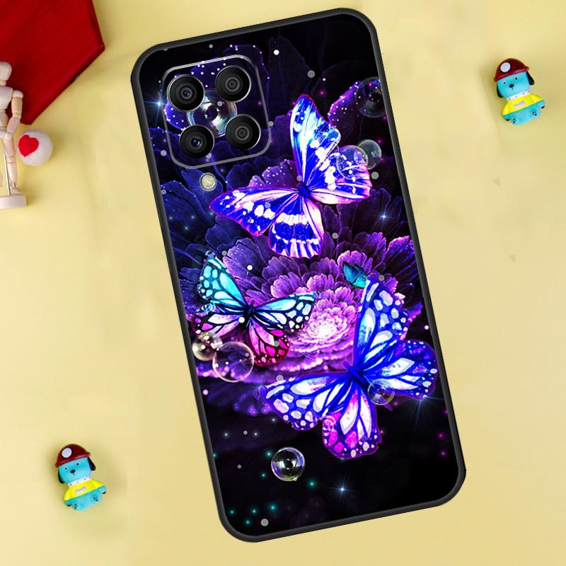 Black Beautiful Butterfly Case For Samsung Galaxy M35 M55 M15 M11 M12 M13 M14 M06 M16 M36 M56 M31 M53 M32 M52 M34 M54
