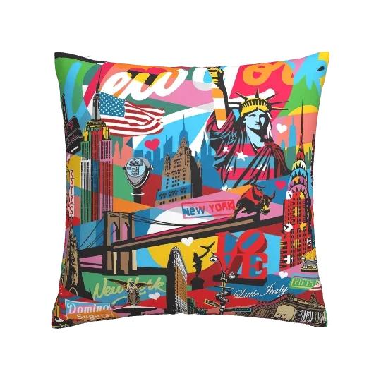Nordic Graffiti Cushion Cover, Linen Pillow Cover, Sofa Cushion Cover Decoration 40x40 45x45 50x50 60x60, Can Be Customized