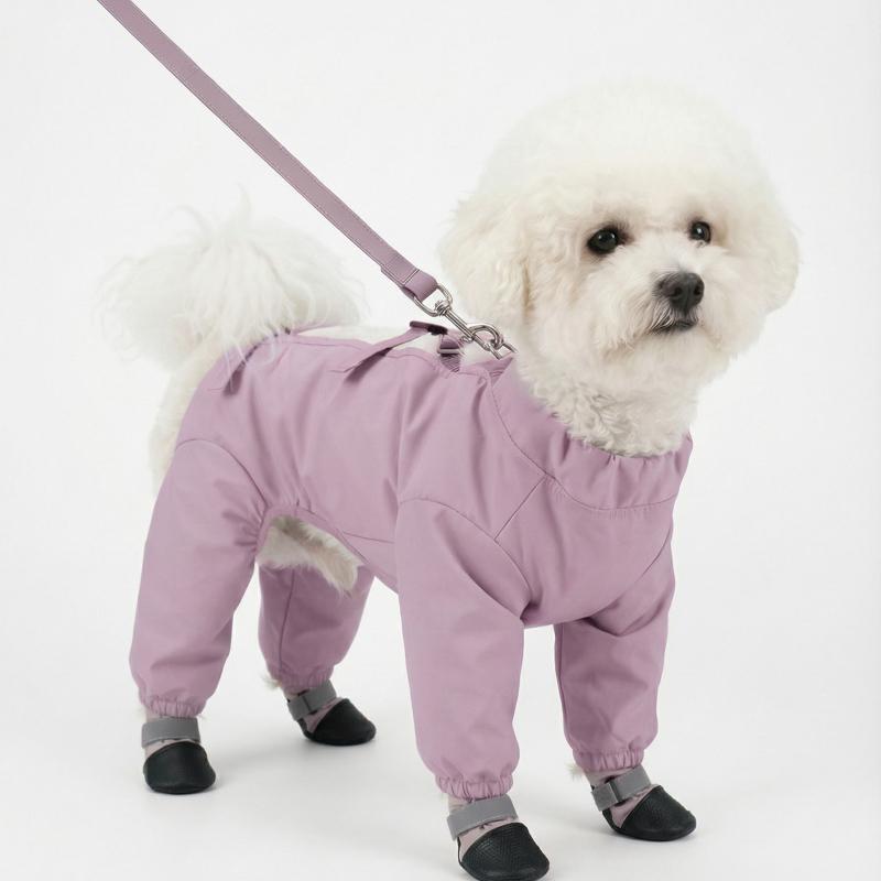 

Outdoor Dog Clothes Waterproof Jumpsuit Shoes Dog Leash Pomeranian Poodle Bichon Schnauzer Corgi Dog Clothing Pet Apparel Lead XS（old） фиолетовый