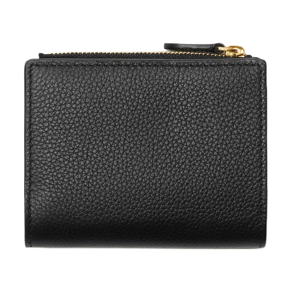 Burberry EKD Logo Pebbled Leather Zip Wallet Black Gold Hardware Daily Business Use 81197541