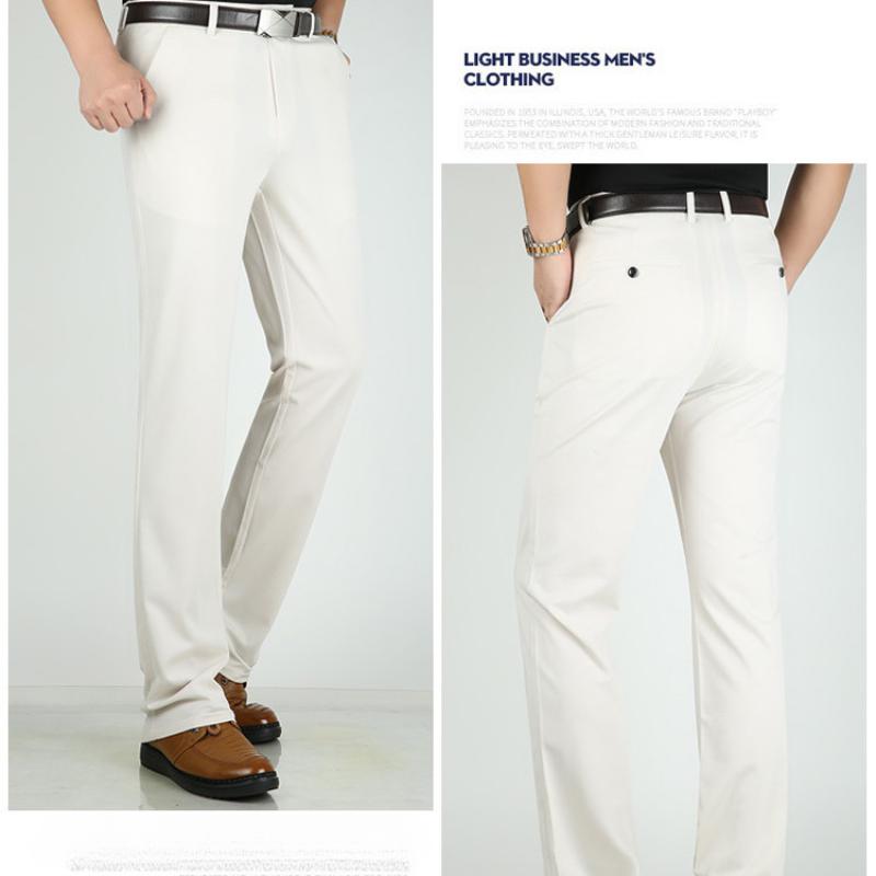 Fashion Ice Silk Men's Casual Trousers Loose Elastic Men's Trousers Summer Thin Section Father Wear Trousers