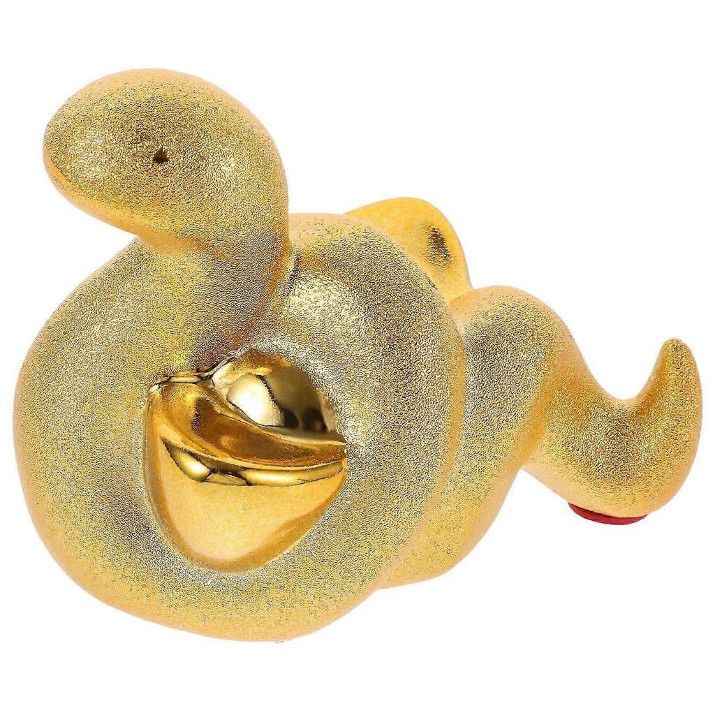 Ceramic Piggy Bank Golden Snake Money Saving Box for Desk
