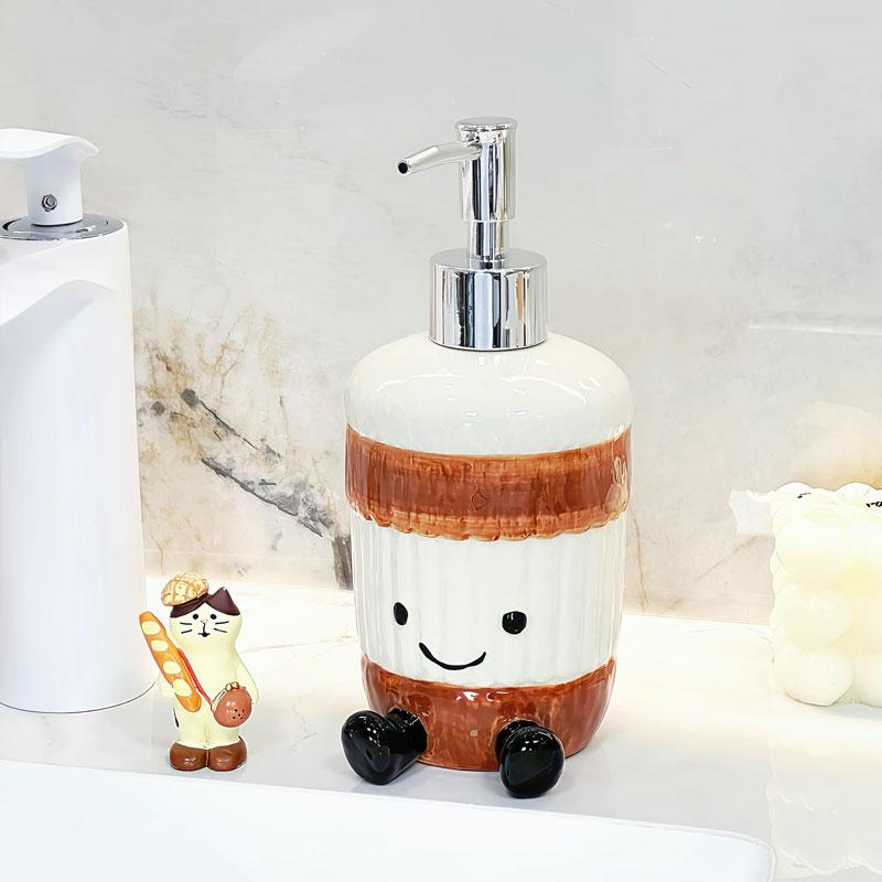 450ml Soap Dispenser Cartoon Coconut Lotion Bottle Creative Hand Washing Liquid Bath Gel for Household Toilet Ceramic Sub Bottle