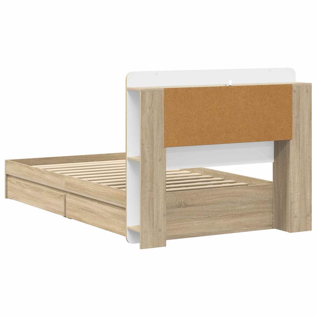 Bed Frame with Storage Space Sonoma Oak 75 X 190 Cm Particleboard