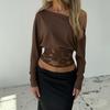 European & American One-Shoulder Lace Patchwork See-Through Cropped T-Shirt
