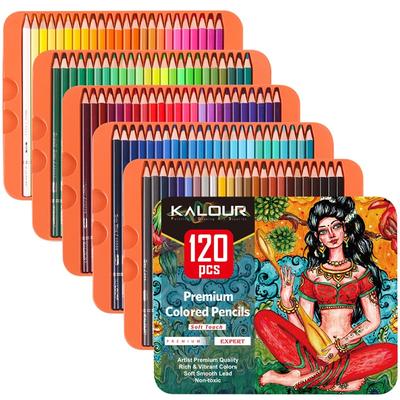 KALOUR Matite colorate a olio Set 120 colori Legno morbido Disegno Schizzo Colori Matita Scatola di latta Forniture artistiche scolastiche Regalo per studenti adulti