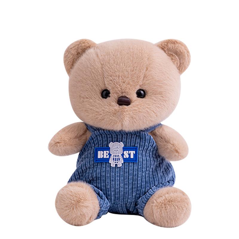 

Plush Bear Doll With Overalls Soft Stuffed Animal Pillow Cushion Room Decor Gift синий