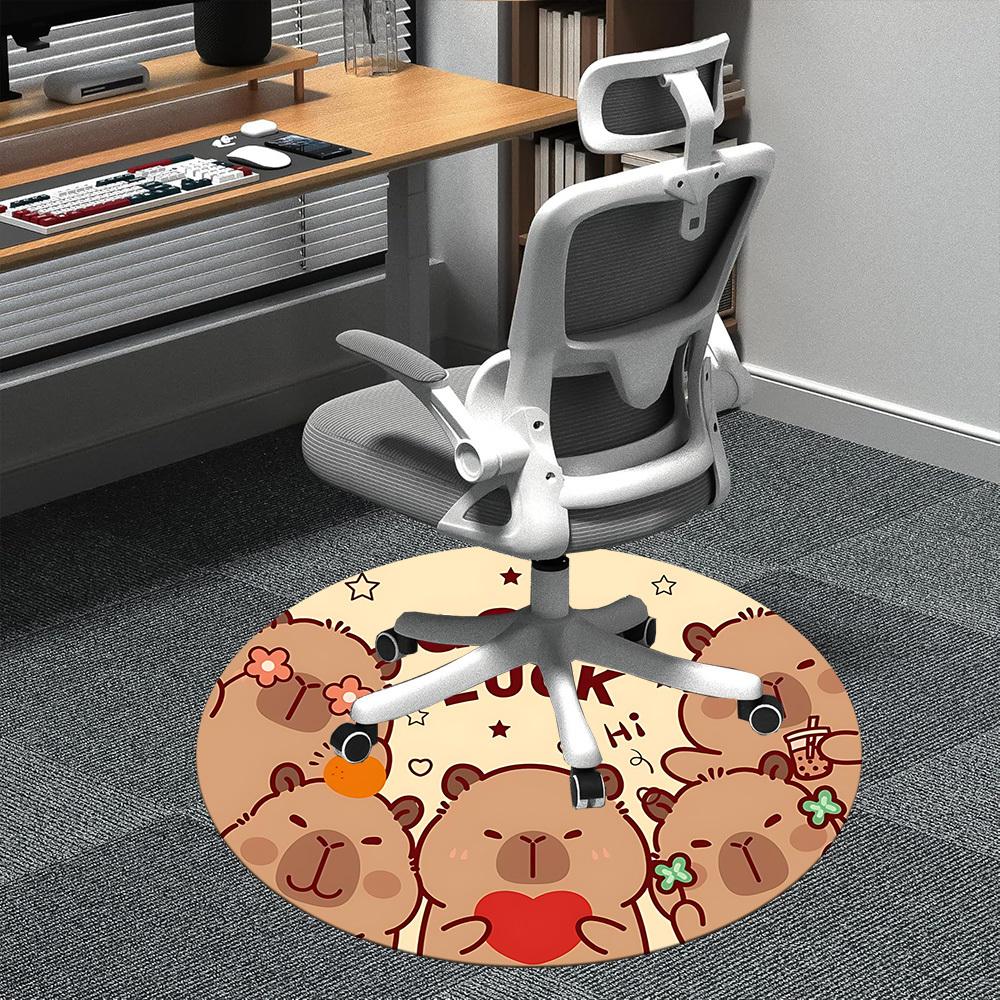 

1PC Bear Luck Office Round Area Rug, Mat Suitable ForOffice, Under Office Chairs Bedroom Living Room Home Decor, Room Deco 80cm