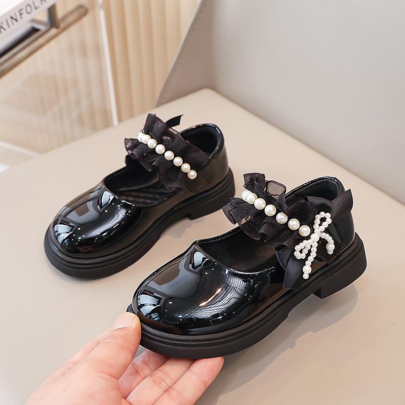 Girls Glossy Leather Shoes Summer and Autumn 2025 New Fashion Foreign Style Children's Princess Shoes Students British Boys and Girls Single Shoes