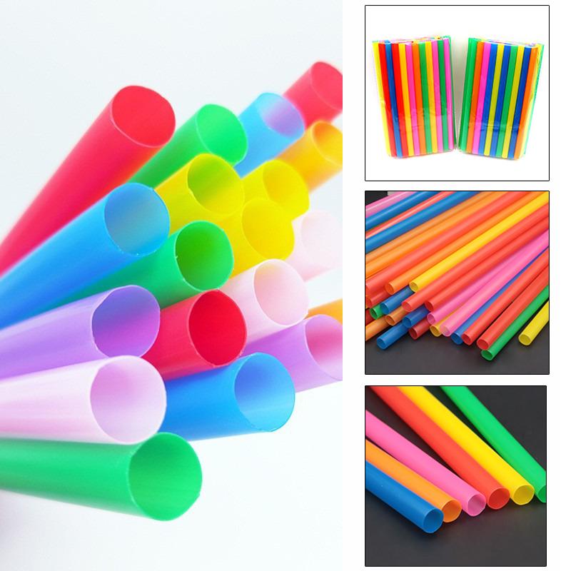 100pcs 210x11mm Bubble Tea Plastic Drinking Tubes Straws Plastic Cocktail Big Straw Milkshake Straws Plastic