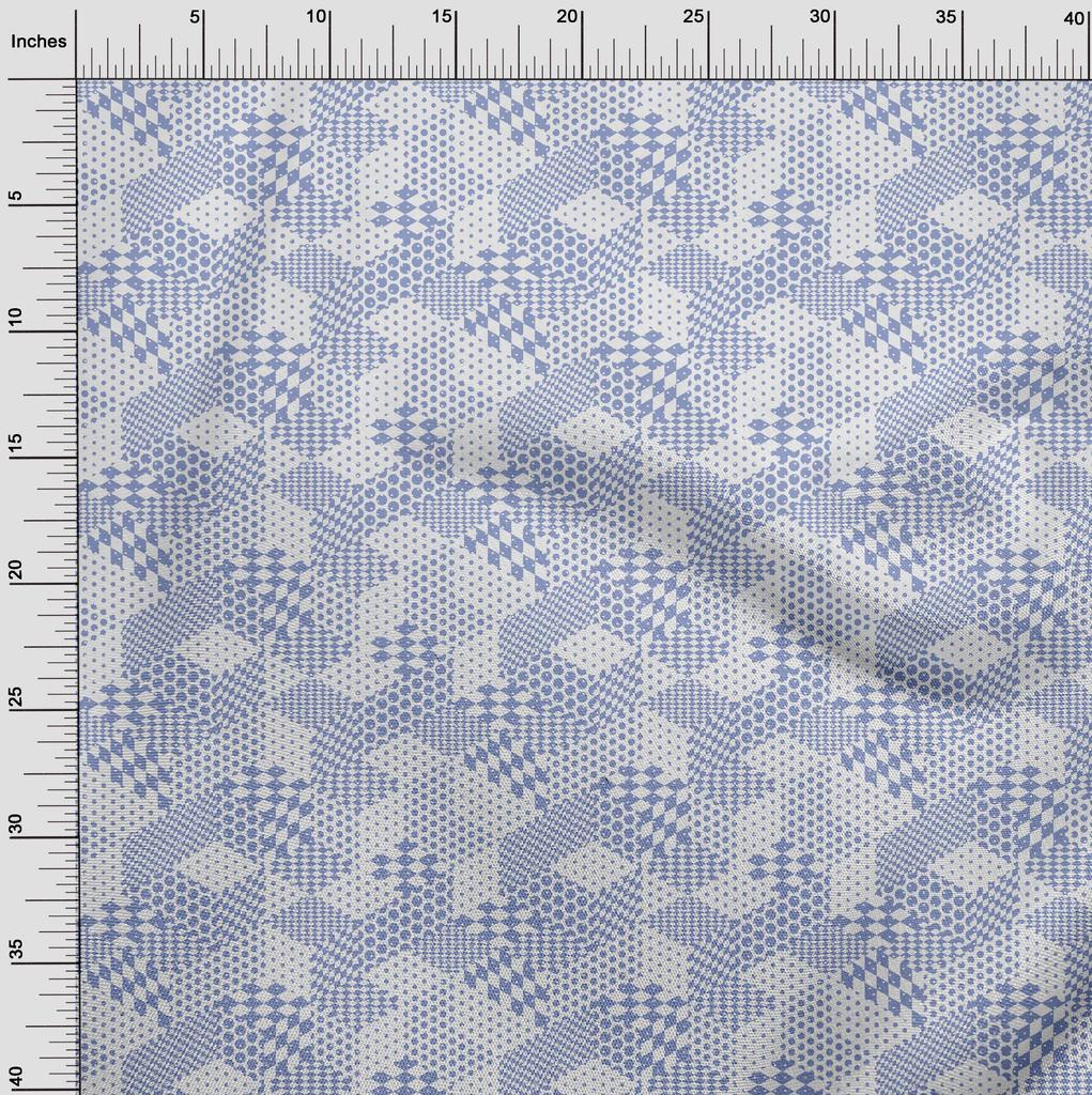 oneOone Cotton Flex Light Blue Fabric Geometrical Mix Dress Material Fabric Print Fabric By The Yard 40 Inch