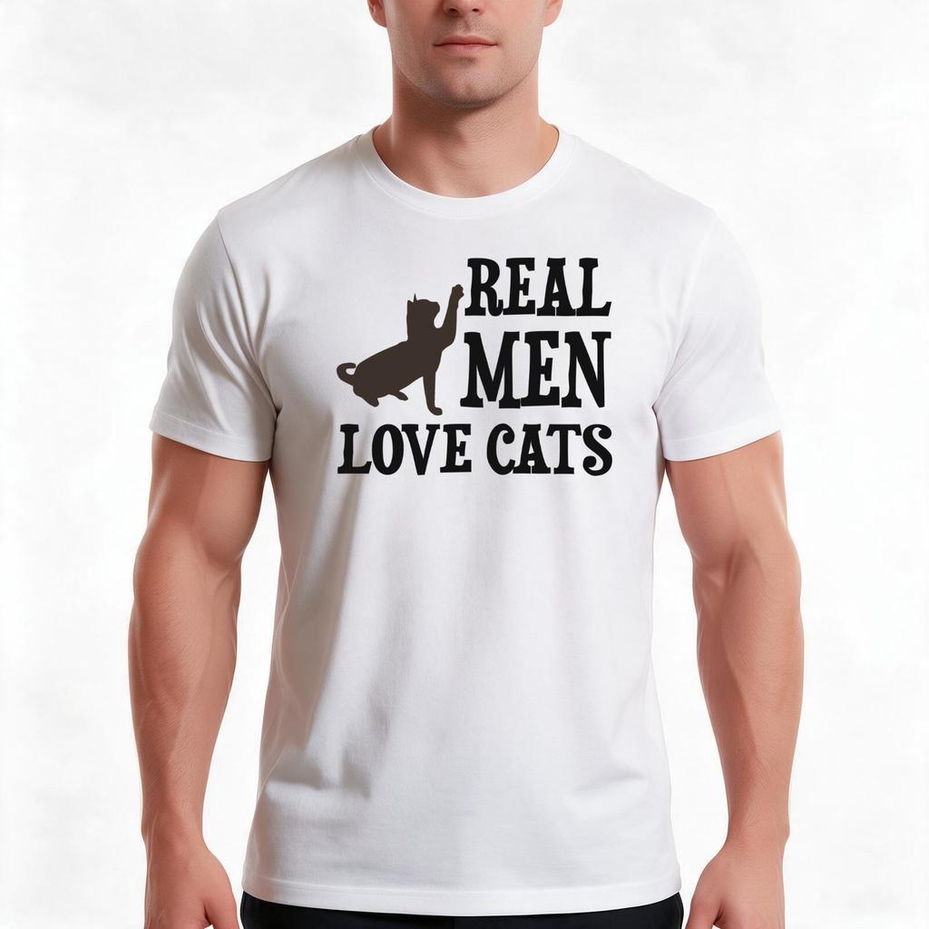 Real Unisex Love Cats Tshirt Summer Casual Cotton Tee Oversized Streetwear Tops Vintage Graphic Print Loose Fit Short Sleeve