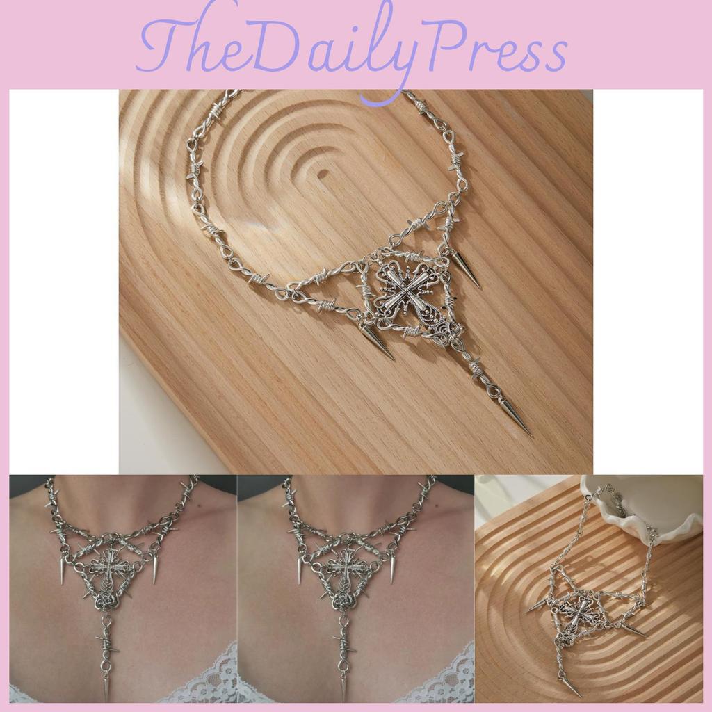 Trendy Cross Thorn Pendant Chain Necklace For Women Perfect For Stylish Everyday Wear