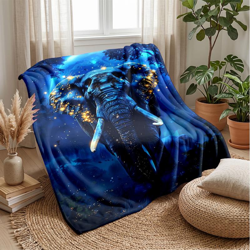 Jungle Elephant Theme blanket Lightweight Warm Flannel Blanket Decorative Throw Blanket for Home Decoration