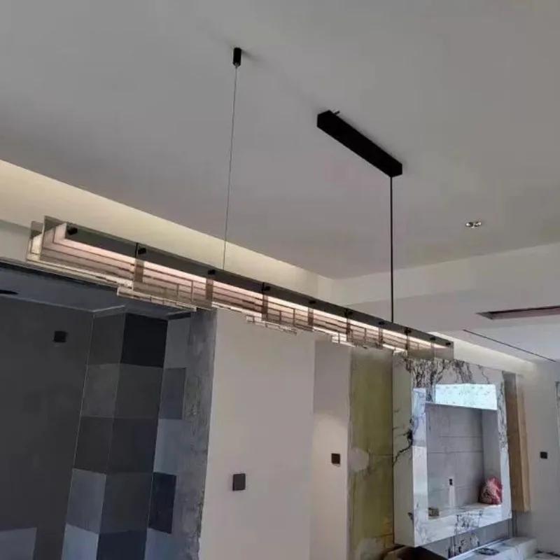 Full-spectrum Italian minimalist luxury glass dining room lamp Modern designer online celebrity led bar chandelier