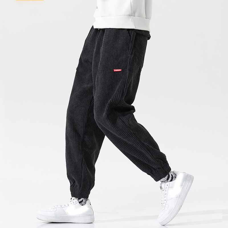 Baggy Corduroy Sweatpants Men Solid Color Casual Autumn Spring Tech Fleece Sport Loose Joggers Harem Pants Male Long Trousers
