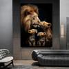 Large Lion Family Warm Wildlife Nature Lover Canvas Painting Poster Print Wall Art Room Home Living Room Wall Decor Art Unframed