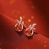 925 Sterling Silver Needle Bow Lucky Bag Stud Earrings - Year of the Horse 2026 Zodiac Women's Earrings