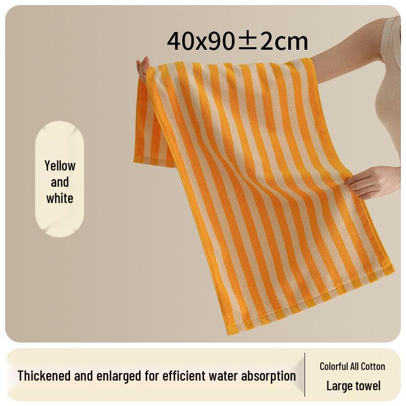 Soft Quick-Dry Oversized Striped Combed Cotton Bath Towel