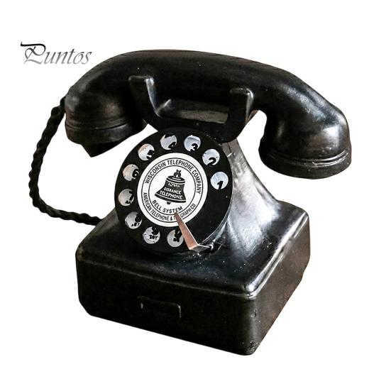 Matte Black Phone Ornament Old Telephone Ornaments, Mini Retro Desk Phone, Vintage Classic Landline Resin Decorative Nostalgic Home Office Decor Shop