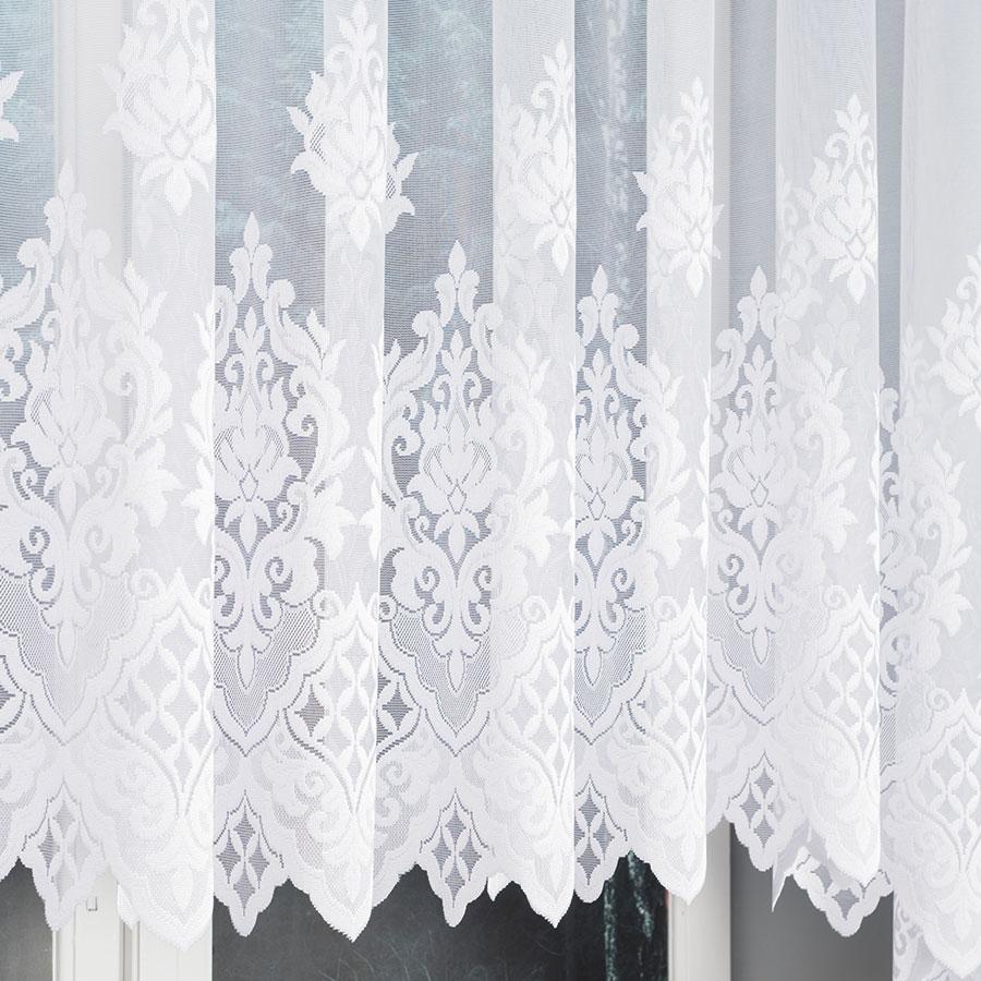 Ludmiła - Ready-made Jacquard Curtain with Bottom Trim - 600X160 - White