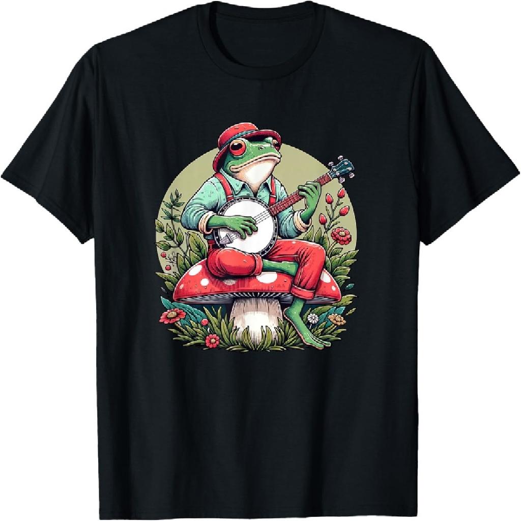 Banjo Froggy Fungi Serenade Cool Funny Frog Mystical Forest T-Shirt
