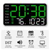 Voice-Activated Wake Up Alarm Clock Adjustable 12/24H LED Digital Wall Clock Control Temperature Date Brightness Hanging Clock