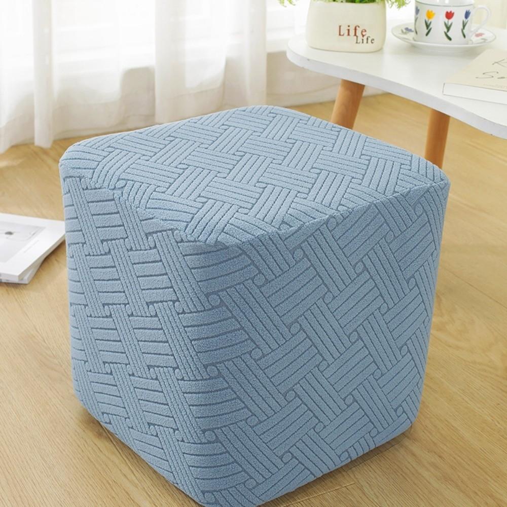 Elastic Jacquard Ottoman Cover Solid Color Footrest Slipcover New Footstool Case  Home Decor