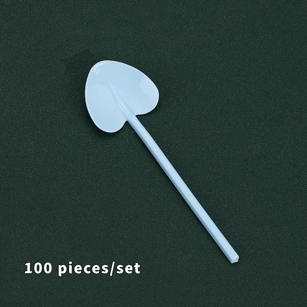 100PCS Lightweight Heart-shaped Spoons Thickened Ice Cream Spoons Disposable Spoons  Party