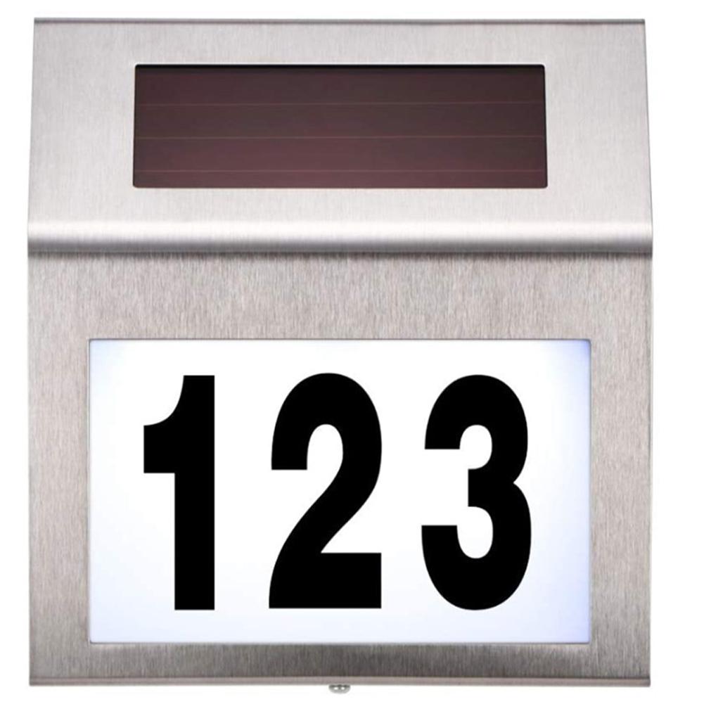 Solar Doorplate Lamp Stainless Steel Outdoor Waterproof Led Wall Light Lighting Decorative For Garden