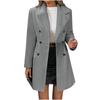 Women's Casual Fashion Jacket Solid Color Lapel Double Button Coat