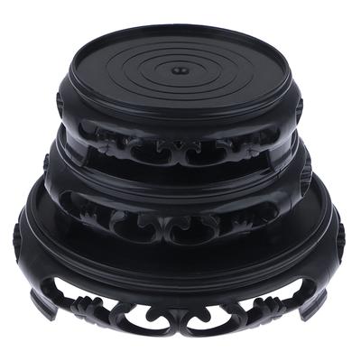 1pc Plastic Pad High Flower Tray Frame Round Potted Decoration Base Brown-black Flowerpot Holder Garden Supplies