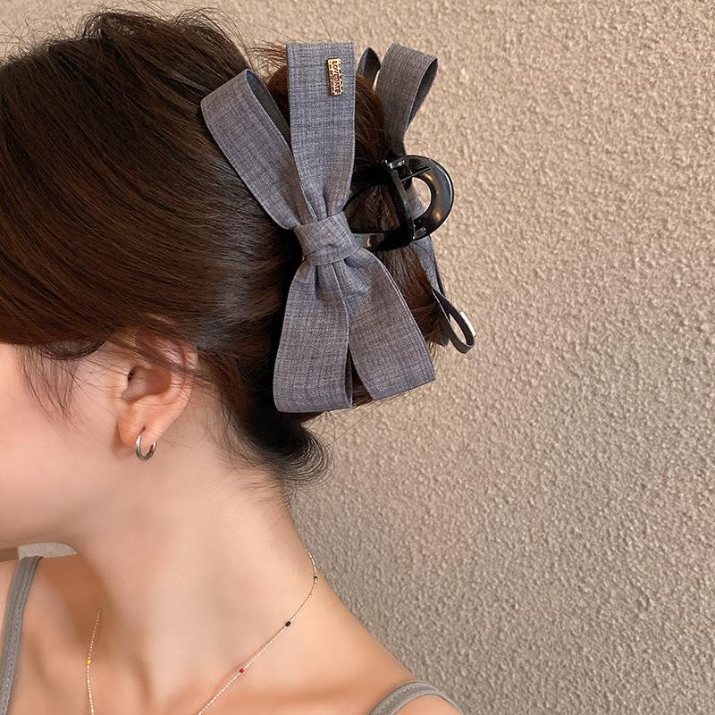 Джинсово-синий бант краб-зажим женский зажим-акула большой объем волос затылок диск украшение для волос