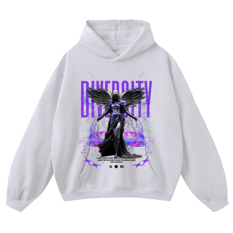 Oversized Vintage Washed Graphic Hoodie Unisex Streetwear Loose Fit Cotton Sweatshirt Men Women