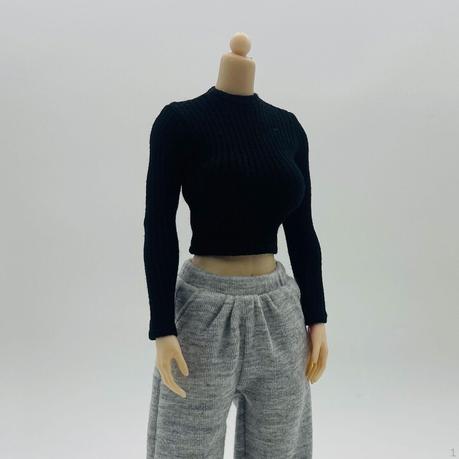 

1/6 топы с длинным рукавом кукольная одежда экшн-фигурка одежда миниатюрная повседневная для 12 дюймов чёрный