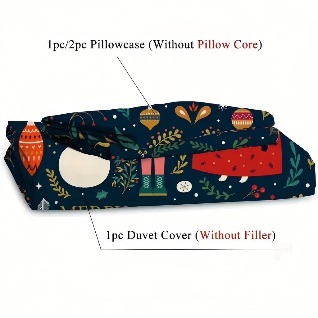 Snowman Santa Claus Christmas Tree 3D Printed Duvet Cover Christmas Style Bedding Set Soft Comfortable Quilt Cover Pillowcases