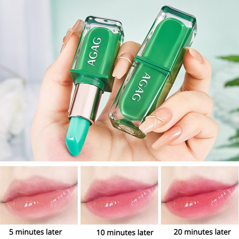 Wärmeempfindlicher, farbverändernder Lippenstift, feuchtigkeitsspendender und feuchtigkeitsspendender Aloe Vera-Lippenbalsam, erfrischende Farbe, Pseudo-No-Make-up-Lipgloss für Frauen
