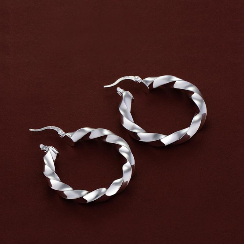 925 Sterling Silver New Twisted Form Earrings For Women Fashion Party Jewelry Long Earrings Gifts Wedding Gift cuteGood Product