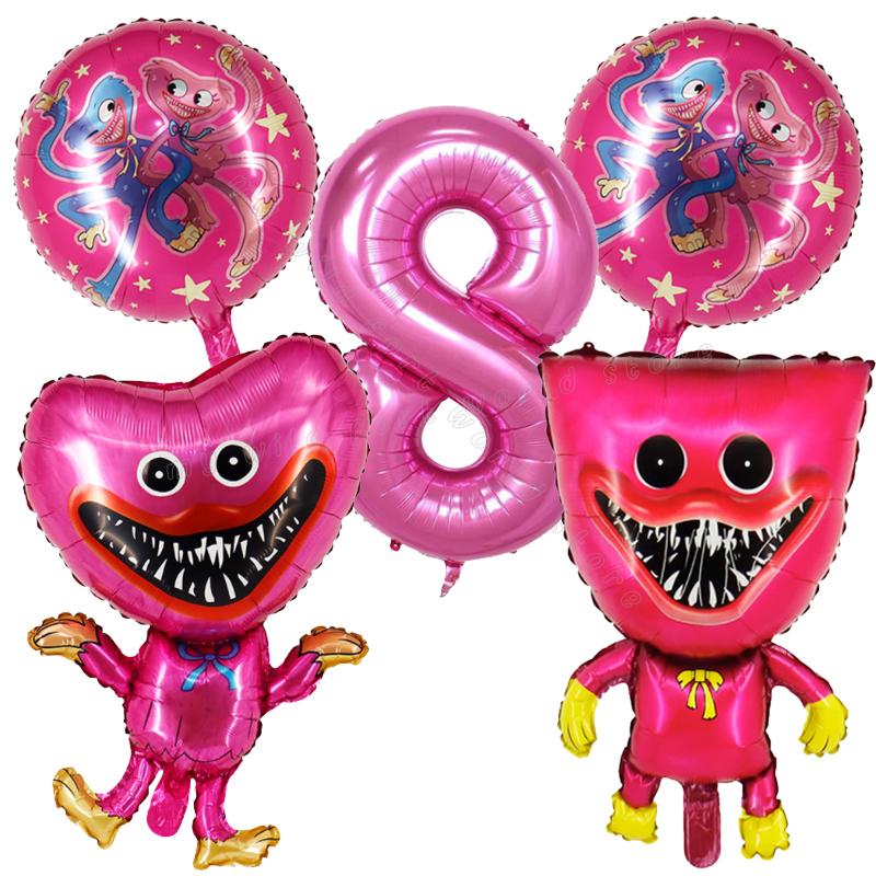 Game Huggy Wuggy Number Balloons Decoration Poppy Playtime Birthday Party Ballon Set Baby Shower Cartoon Round Foil Balloon
