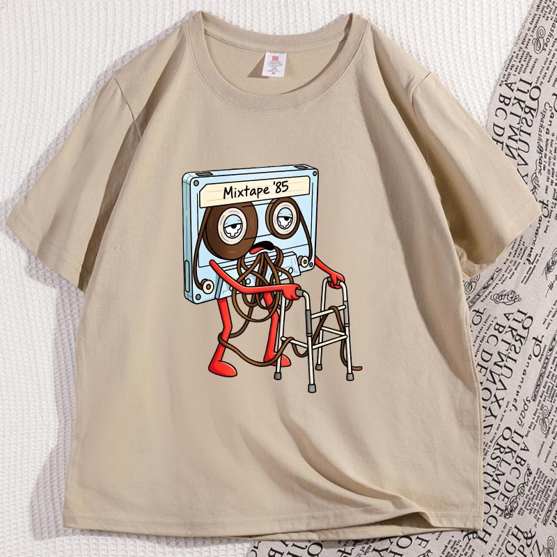 Funny Old Cassette Tape Tshirt Casual Cotton Short Sleeve Round Neck Tshirt Vintage Game Graphic Tees Men Women Clothing