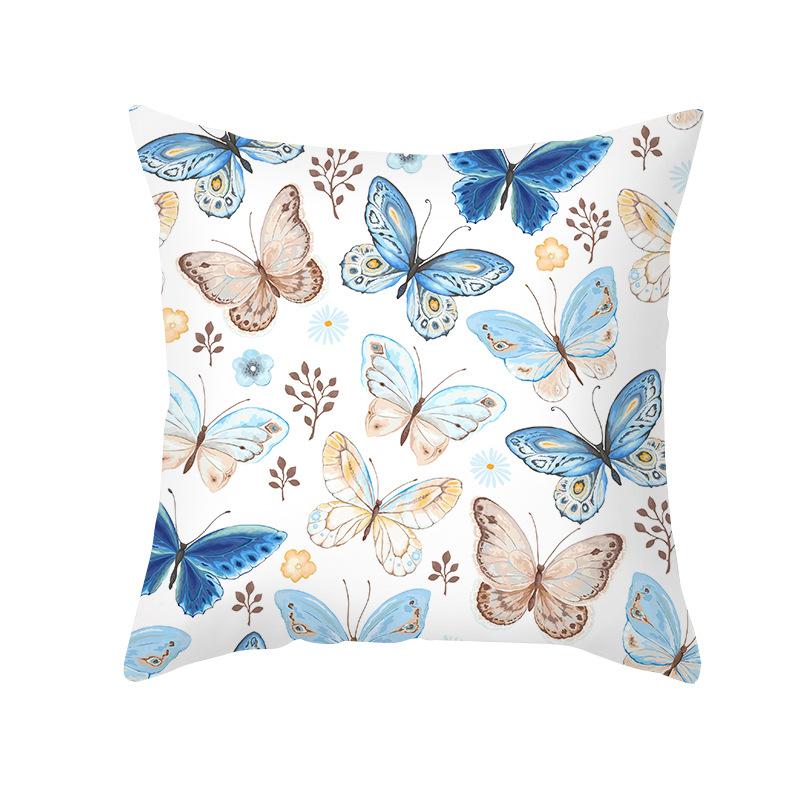Colorful Butterfly Series Sofa Pillow Cover Nordic Peach Skin Print Office Cushion Pillow Cover Home