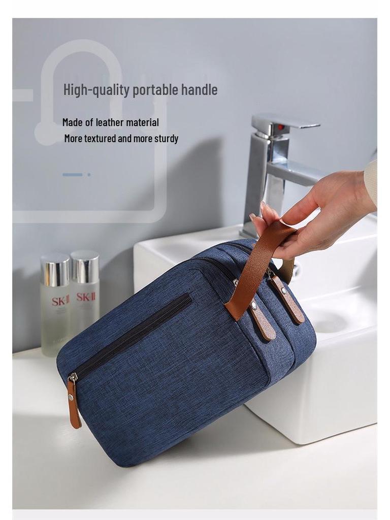 Men's Waterproof Oxford Cloth Toiletry Bag - Portable Business Storage with Dry/Wet Separation