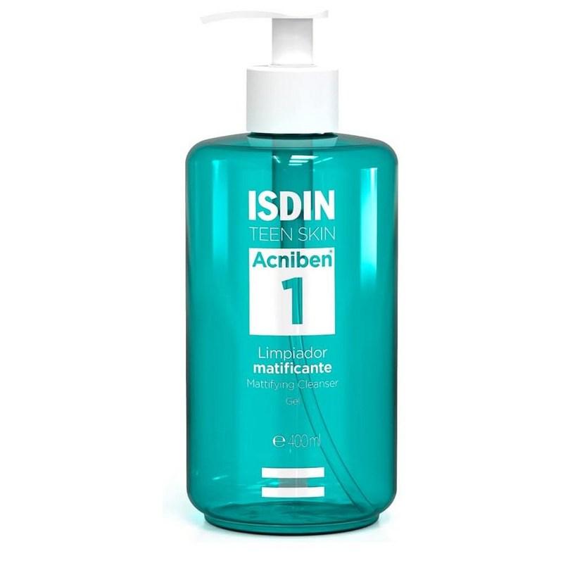 ISDIN Gel Nettoyant Teen Skin 400ml 1 Paquet ISDIN Acniben Gel Nettoyant Matifiant Nettoyage Profond pour Peaux Grasses, 1 pièce