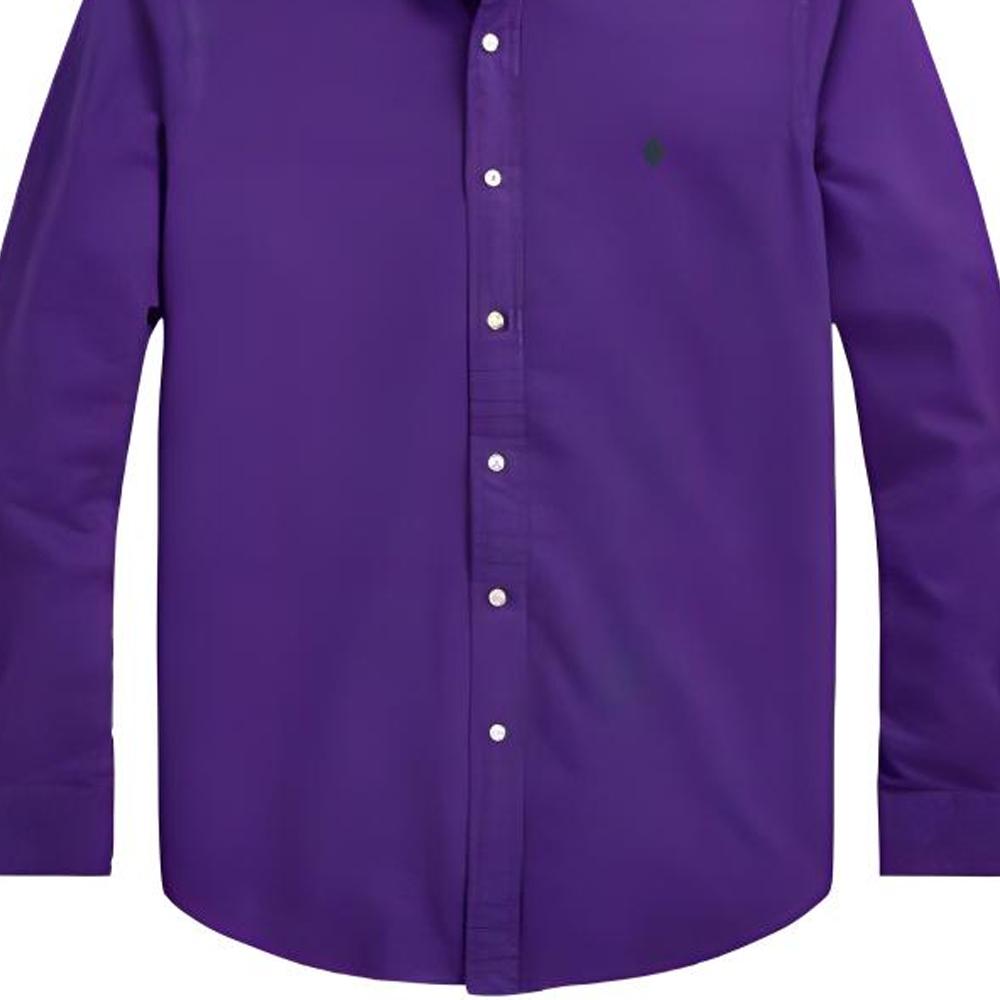 Polo Ralph Lauren SS23 Solid Color Cotton Oxford Long Sleeve Shirt Men Shirts Purple MNPOWOV16822695-500